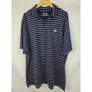 FG TECH Men's Polo Golf Shirt Size XXL Blue Striped Short Sleeve Top Made in USA